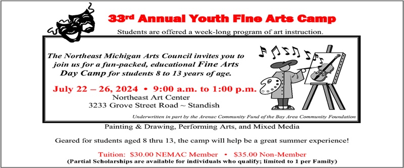 2024 Youth art camp registration notice