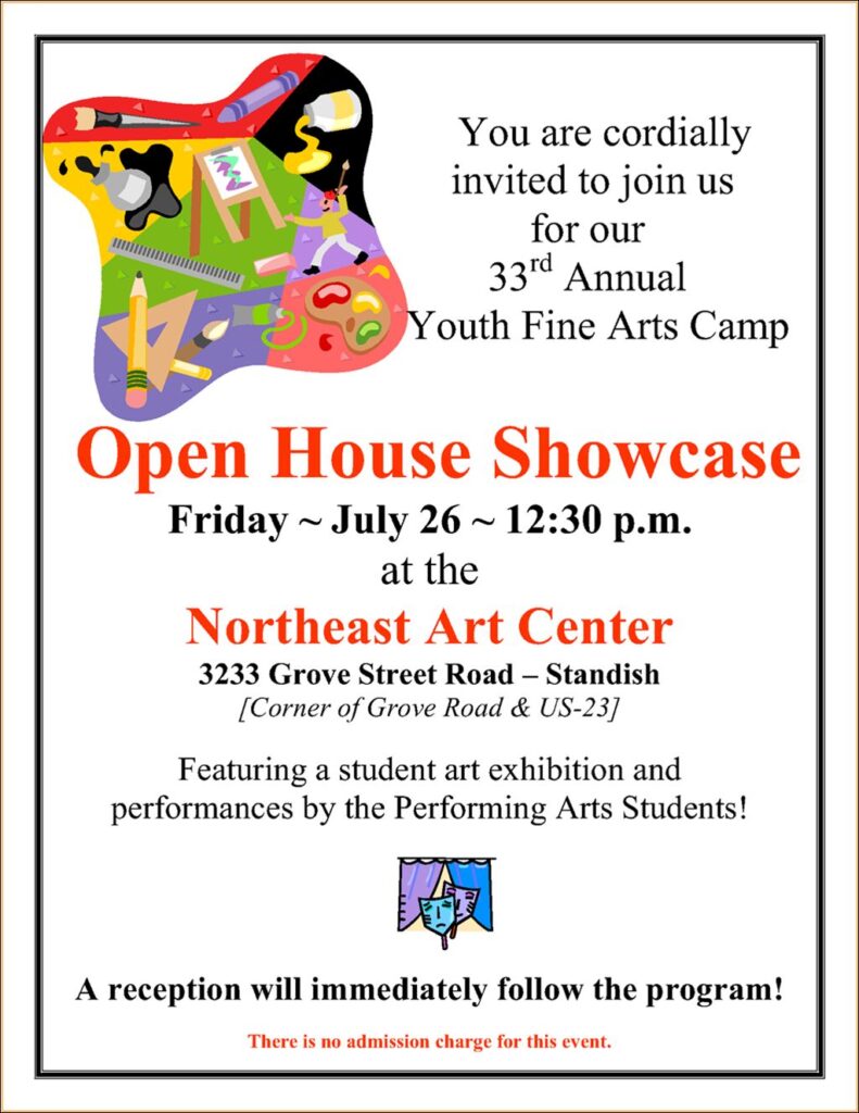 Youth fine arts camp open house in standish