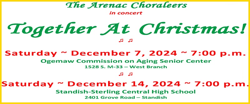 Arenac Coraleers Christmas concert notice