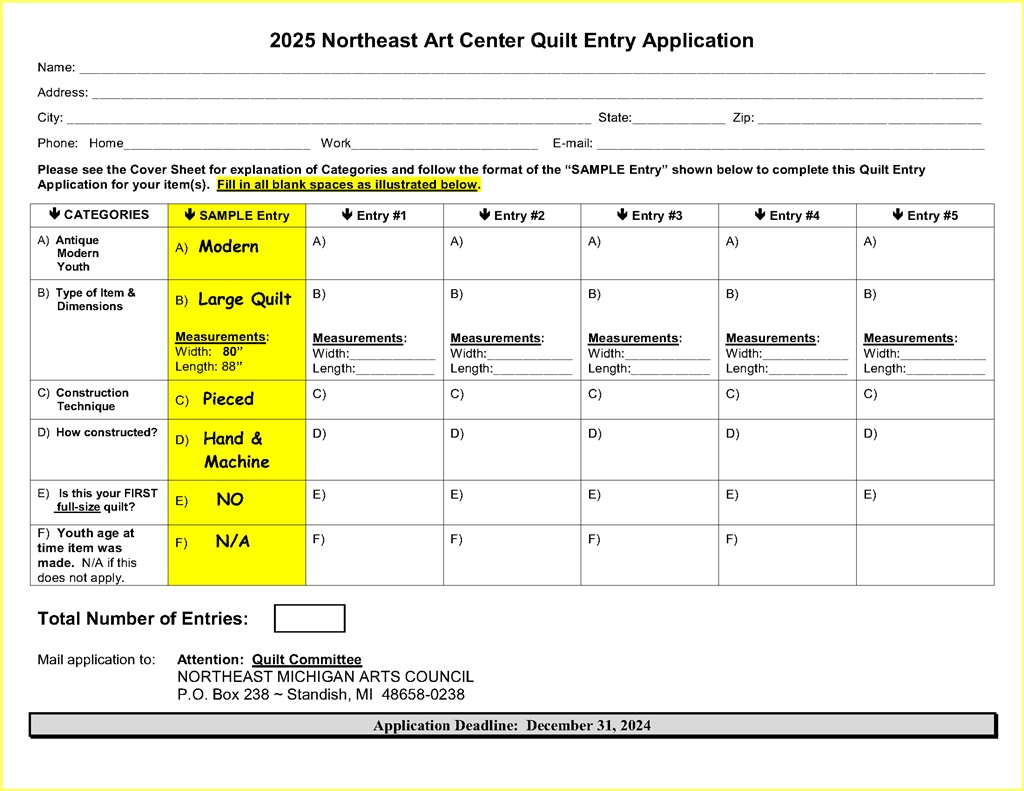 2024 Quilt Show application