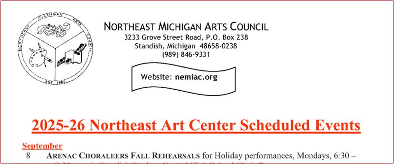 2025-26 NEMAC events calendar notice