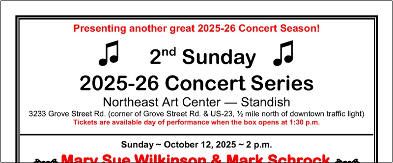 2025-26 2nd Sunday Concerts notice
