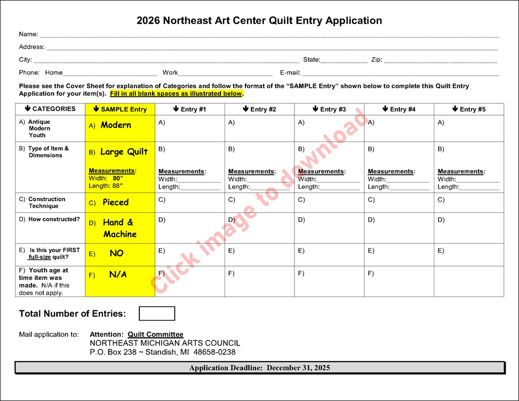 2026 Quilt show application