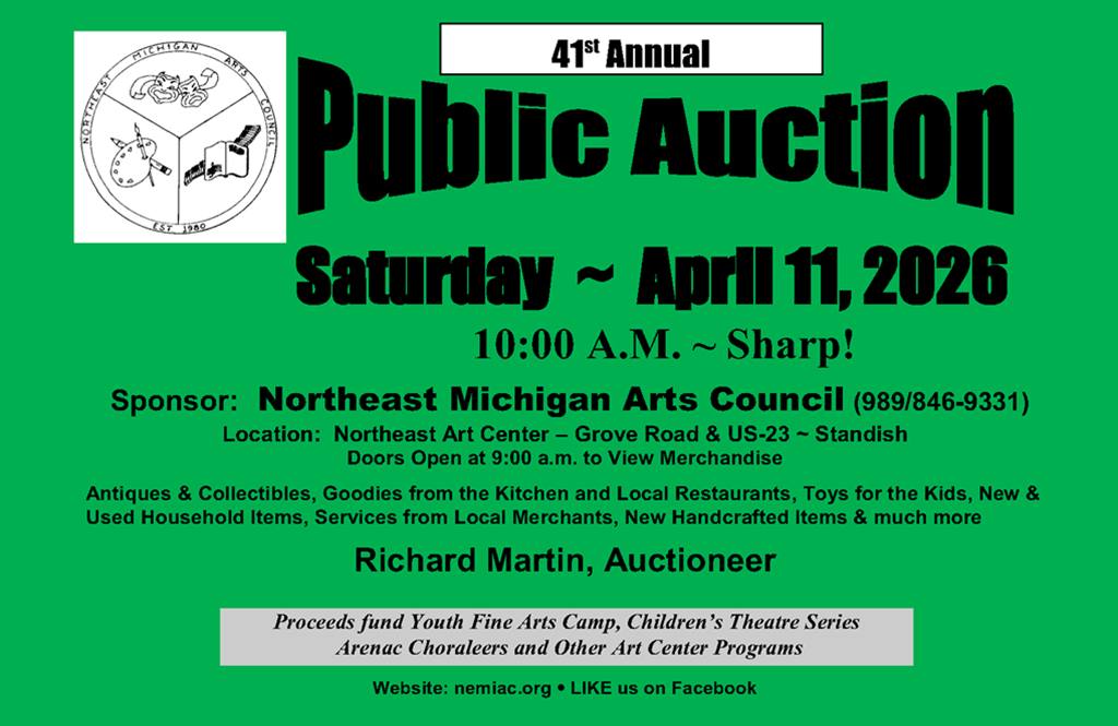 2026 41st Annual NEMAC fundraising public auction @ Standish, MI