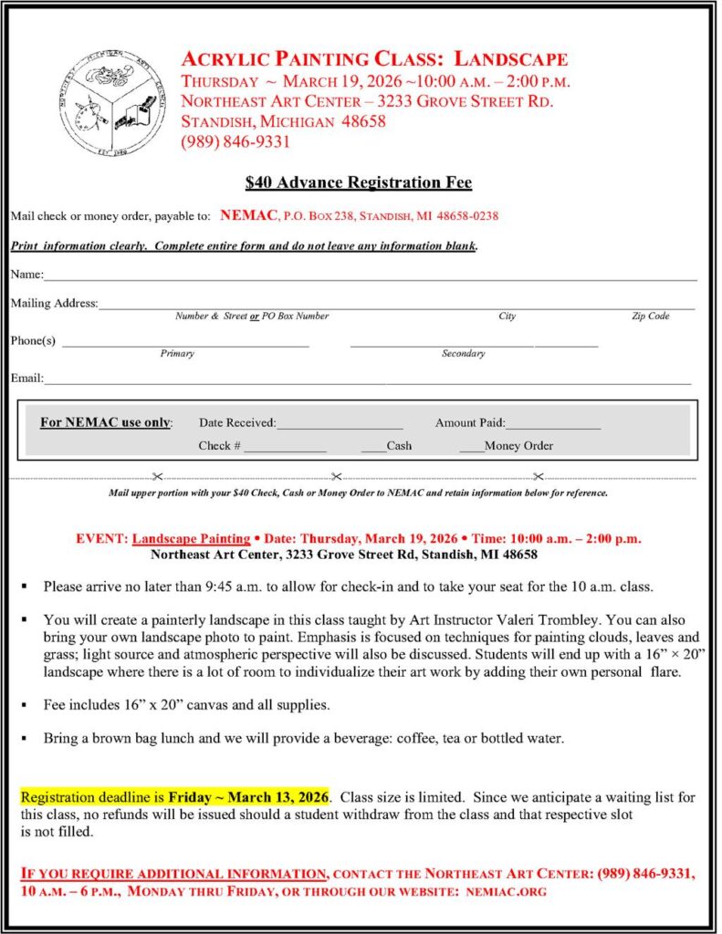 2026 Landscape painting class reg form