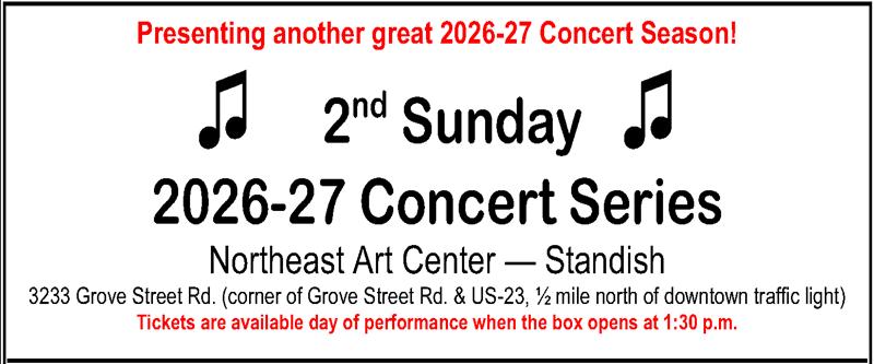 2026-27 2nd Sunday Concert Schedule notice