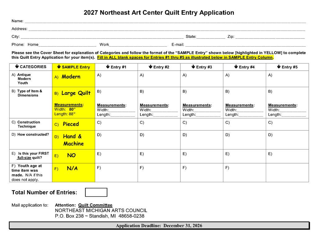 2027 35th annual quilt show application