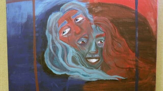 Youth art- blue red faces Youth art- blue red faces